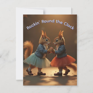 Sock Hop Squirrels Postcard