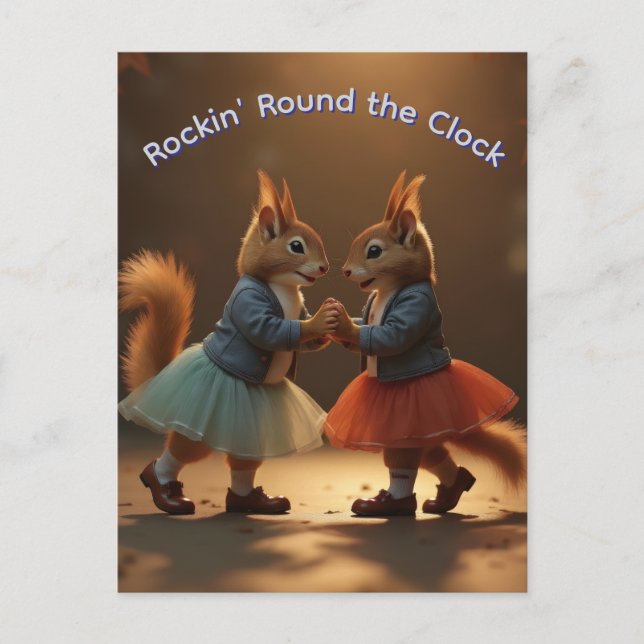 Sock Hop Squirrels Postcard (Front)