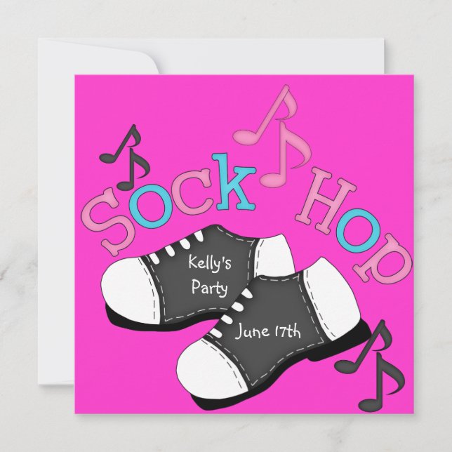 Sock Hop THEME Party  Invitations (Front)