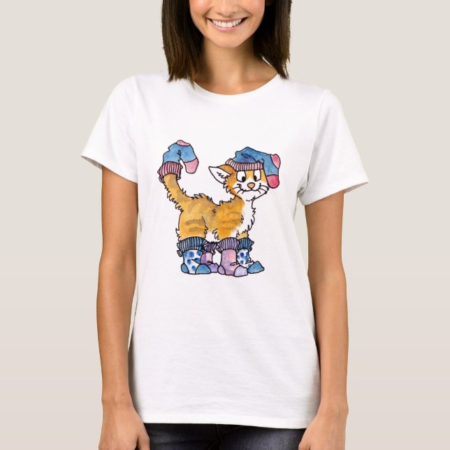 Sock Kitty Ladies Fitted T-shirt (Front)