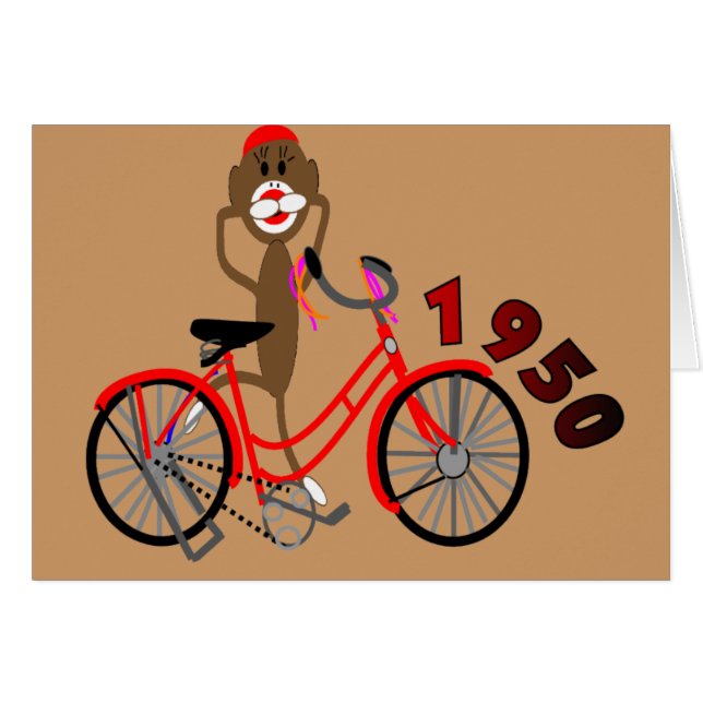Sock Monkey % 1950's Bicycle Drawing--Unique (Front Horizontal)