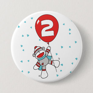 Sock Monkey 2nd Birthday 7.5 Cm Round Badge