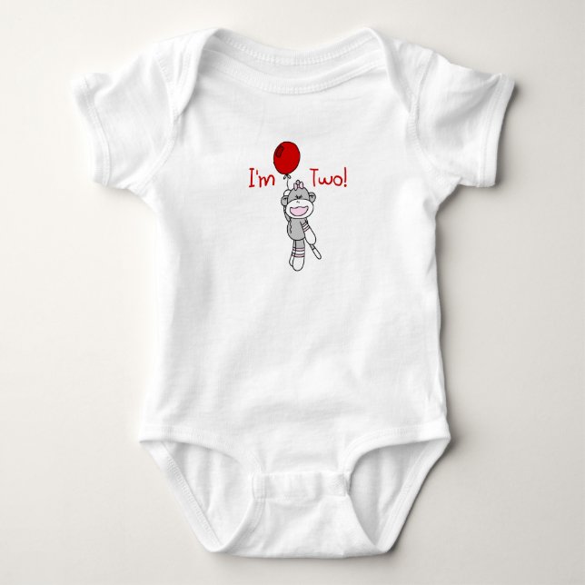 Sock Monkey 2nd Birthday Baby Bodysuit (Front)