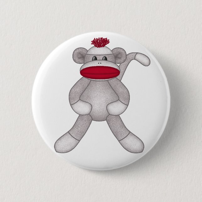 Sock Monkey 6 Cm Round Badge (Front)