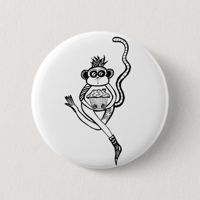 sock monkey 6 cm round badge (Front)