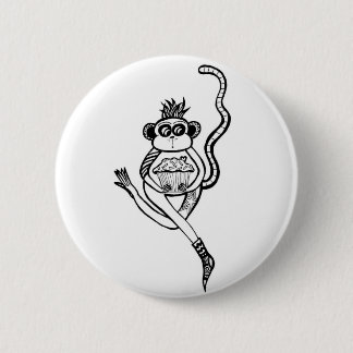 sock monkey 6 cm round badge