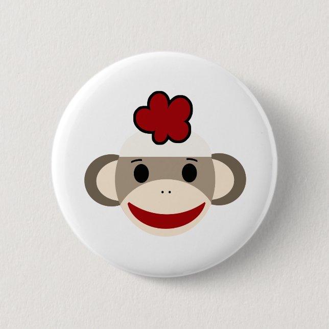 sock monkey 6 cm round badge (Front)