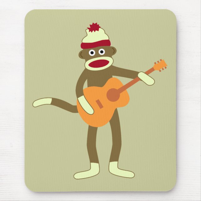 Sock Monkey Acoustic Guitar Mouse Mat (Front)