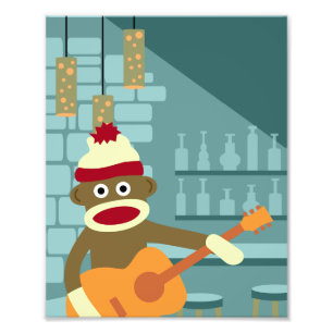 Sock Monkey Acoustic Guitar Photo Print