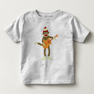 Sock Monkey Acoustic Guitar Toddler T-Shirt