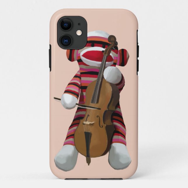 Sock Monkey and Cello 2 Case-Mate iPhone Case (Back)