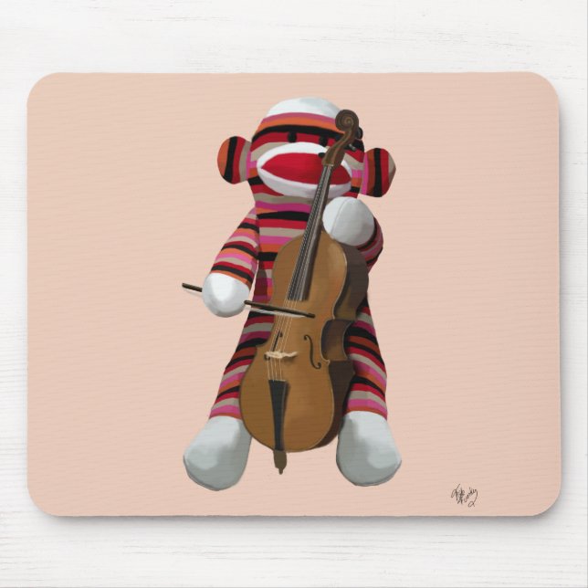 Sock Monkey and Cello 2 Mouse Mat (Front)