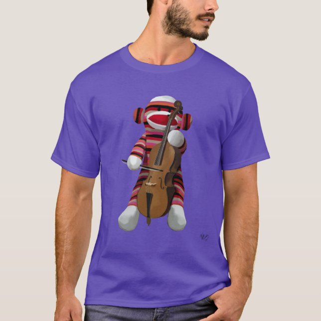 Sock Monkey and Cello 2 T-Shirt (Front)