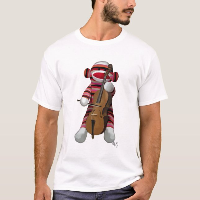 Sock Monkey and Cello T-Shirt (Front)