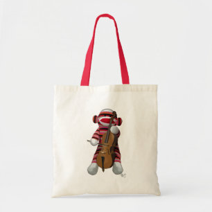 Sock Monkey and Cello Tote Bag