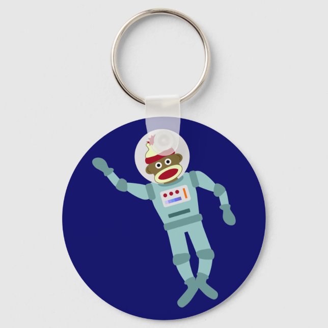 Sock Monkey Astronaut Key Ring (Front)