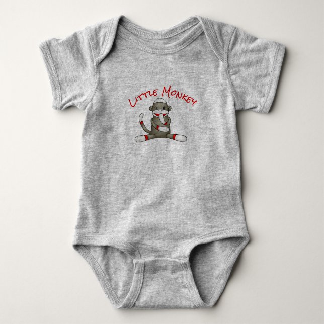 Sock Monkey Baby Romper Bodysuit (Front)