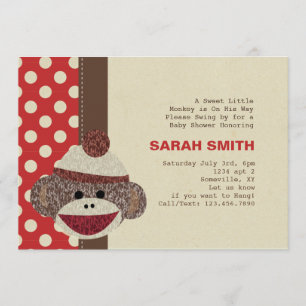 Sock Monkey Baby Shower Invite