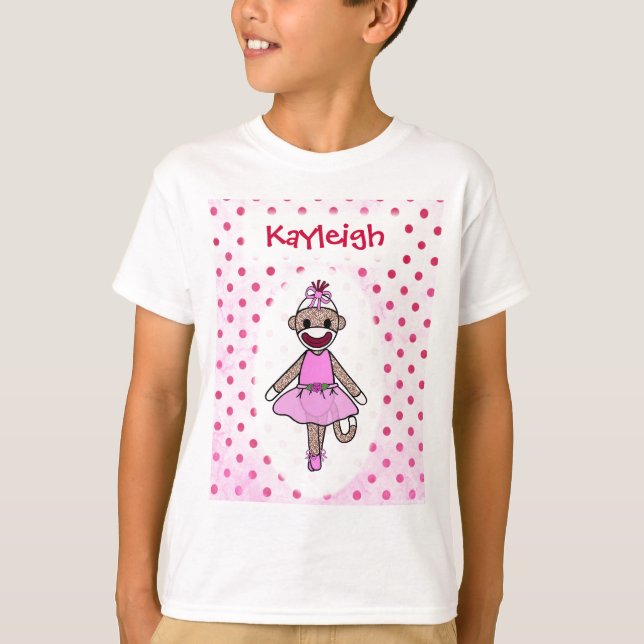 Sock Monkey Ballerina (personalise it) T-Shirt (Front)
