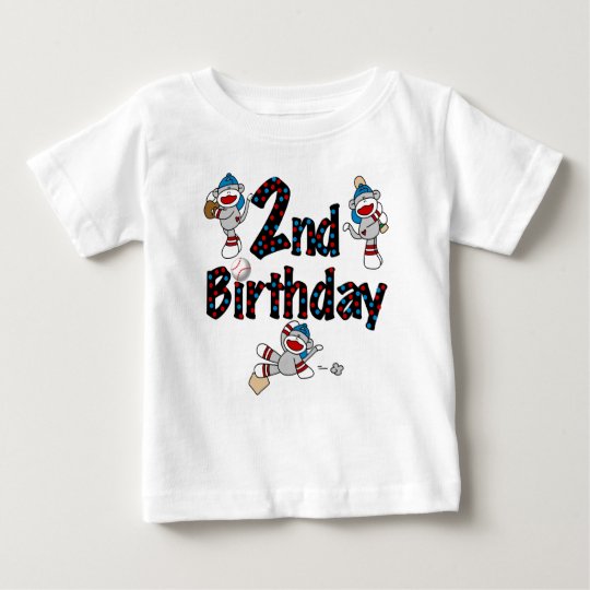 Sock Monkey Baseball Birthday Baby T-Shirt