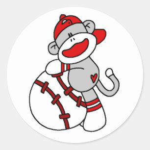 Sock Monkey Baseball Classic Round Sticker