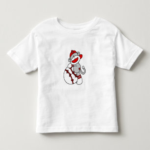 Sock Monkey Baseball Player Toddler T-Shirt