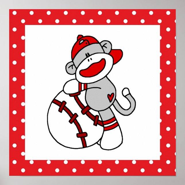 Sock Monkey Baseball T-shirts and Gifts Poster (Front)