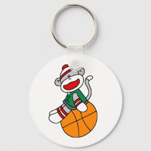 Sock Monkey Basketball Key Ring
