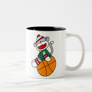 SOCK MONKEY BASKETBALL Two-Tone COFFEE MUG