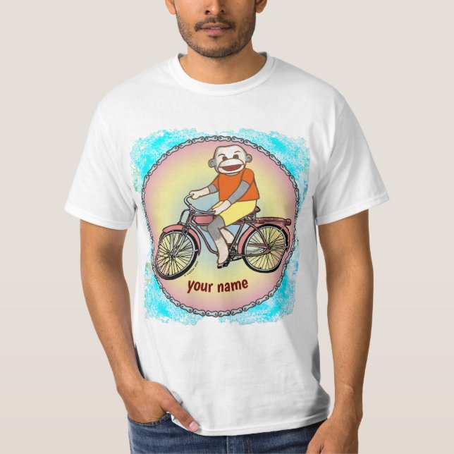 Sock Monkey Bicycle  t-shirt (Front)