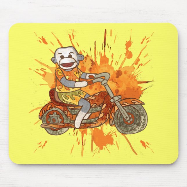 Sock Monkey Biker Mouse Mat (Front)