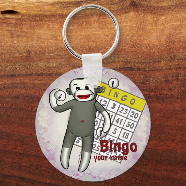 Sock Monkey Bingo  keychain  (Front)