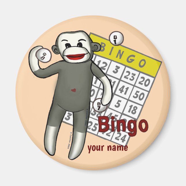 Sock Monkey Bingo  Magnet (Front)