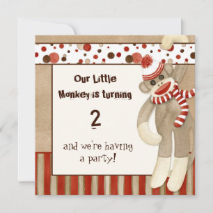 Sock Monkey, Birthday Party Invitation