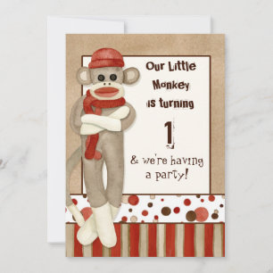 Sock Monkey, Birthday Party Invitation