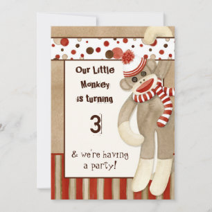 Sock Monkey, Birthday Party Invitation