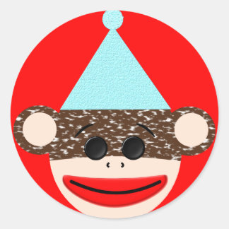 Sock Monkey Birthday Sticker