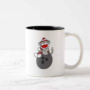 Sock Monkey Bowling T-shirts and Gifts Two-Tone Coffee Mug