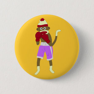 Sock Monkey Boxer 6 Cm Round Badge