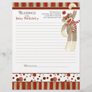 Sock Monkey, Boy Baby Shower Blessings
