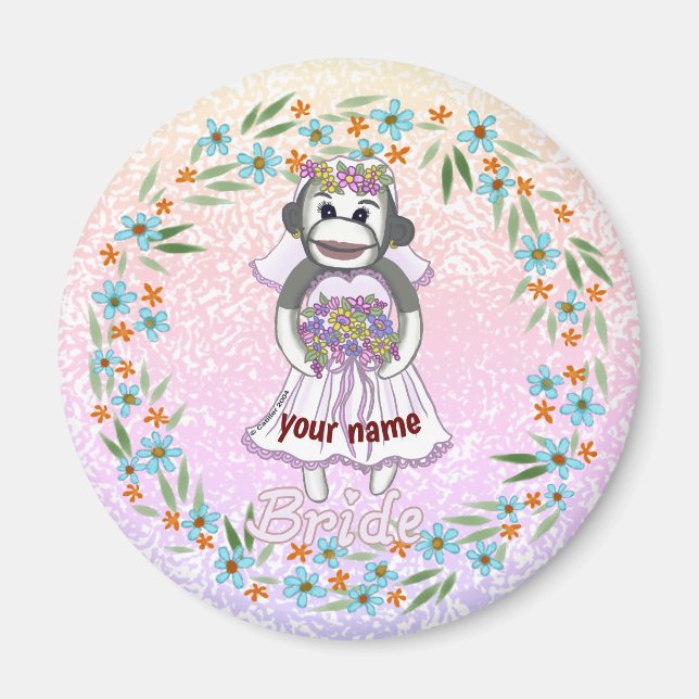 Sock Monkey Bride custom name  Magnet (Front)