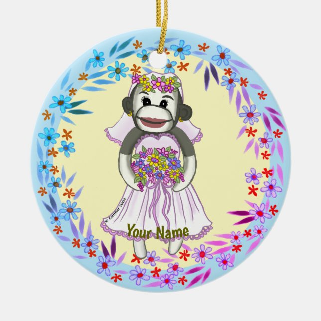 Sock Monkey Bride  ornament (Front)
