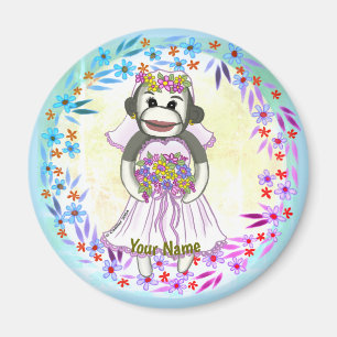 Sock Monkey Bride wedding magnet