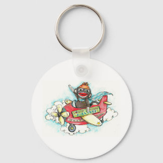 Sock Monkey Business Airlines Key Ring
