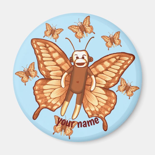 Sock Monkey Butterfly  Magnet (Front)