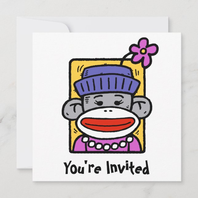 Sock Monkey Card / Invitation (Front)
