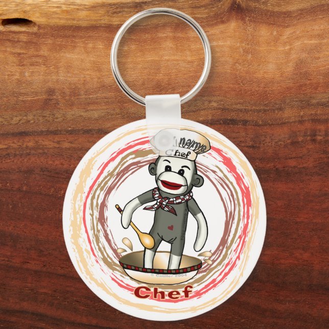  Sock Monkey Chef keychain (Front)