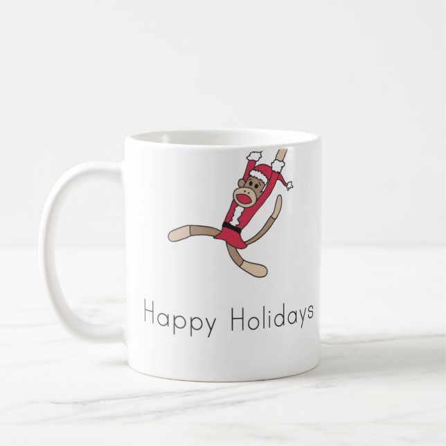 sock monkey christmas coffee mug (Left)