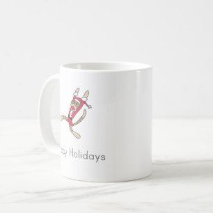 sock monkey christmas coffee mug