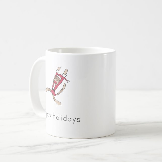 sock monkey christmas coffee mug (Front Left)
